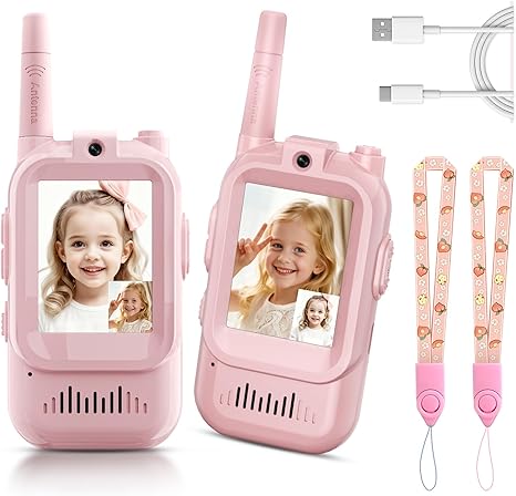 Kids Video Walkie Talkies 2-Pack | Rechargeable Handheld Video Intercom for Indoor & Outdoor Play
