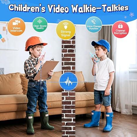 Kids Video Walkie Talkies 2-Pack | Rechargeable Handheld Video Intercom for Indoor & Outdoor Play