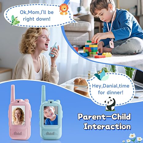 Kids Video Walkie Talkies 2-Pack | Rechargeable Handheld Video Intercom for Indoor & Outdoor Play