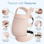 Breathable mesh baby carriers are suitable for babies weighing 7-44 pounds