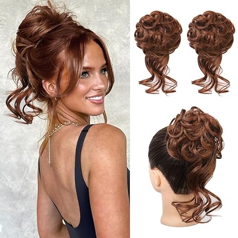 2-piece messy bun wig, available in multiple colors