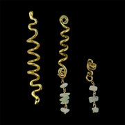 Handmade Hair Accessory with 2 Natural Gemstone Pendants – 24K Gold-Plated Stainless Steel