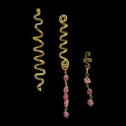Handmade Hair Accessory with 2 Natural Gemstone Pendants – 24K Gold-Plated Stainless Steel